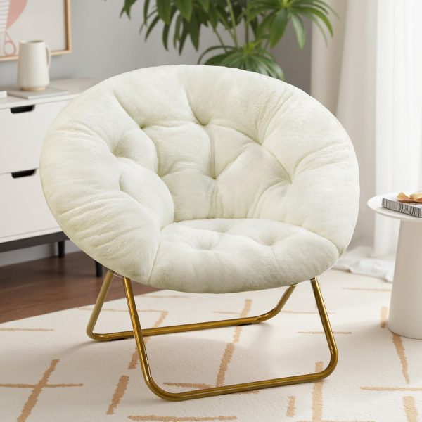 Folding faux fur saucer chair